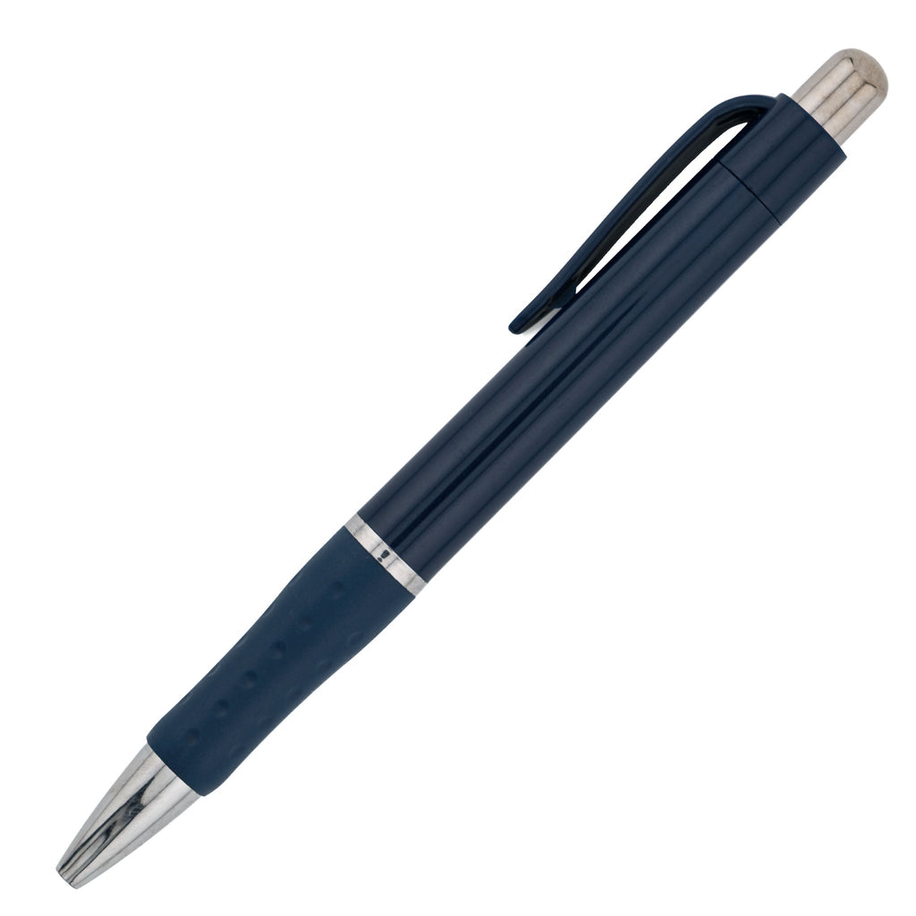 The PensXpress Xpress Odyssey, a blue and silver custom imprint pen with a clip, is shown diagonally on a white background¡ªideal for conference organizers seeking stylish branded pens.