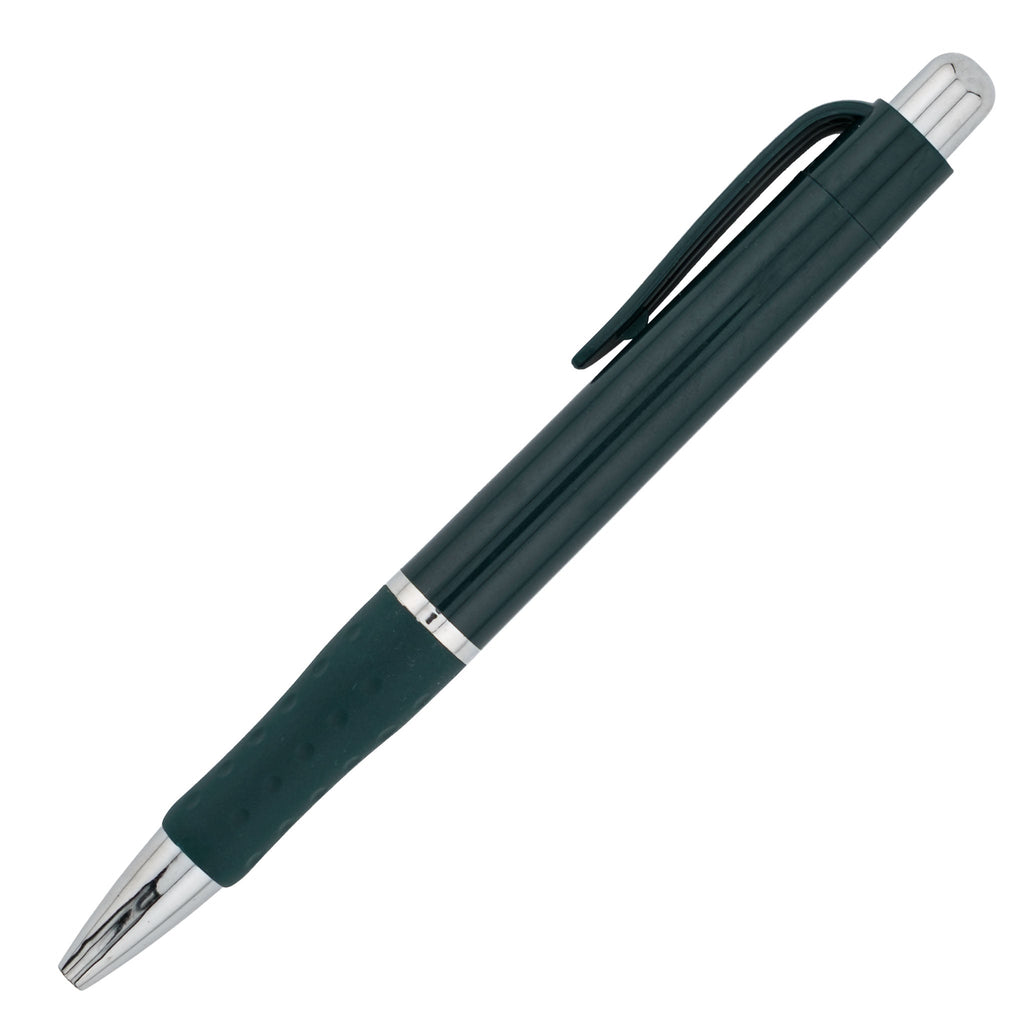 The Xpress Odyssey by PensXpress is a black ballpoint pen with a silver tip, silver top, and black pocket clip¡ªperfect for conference organizers wanting stylish branded pens¡ªshown on a white background.