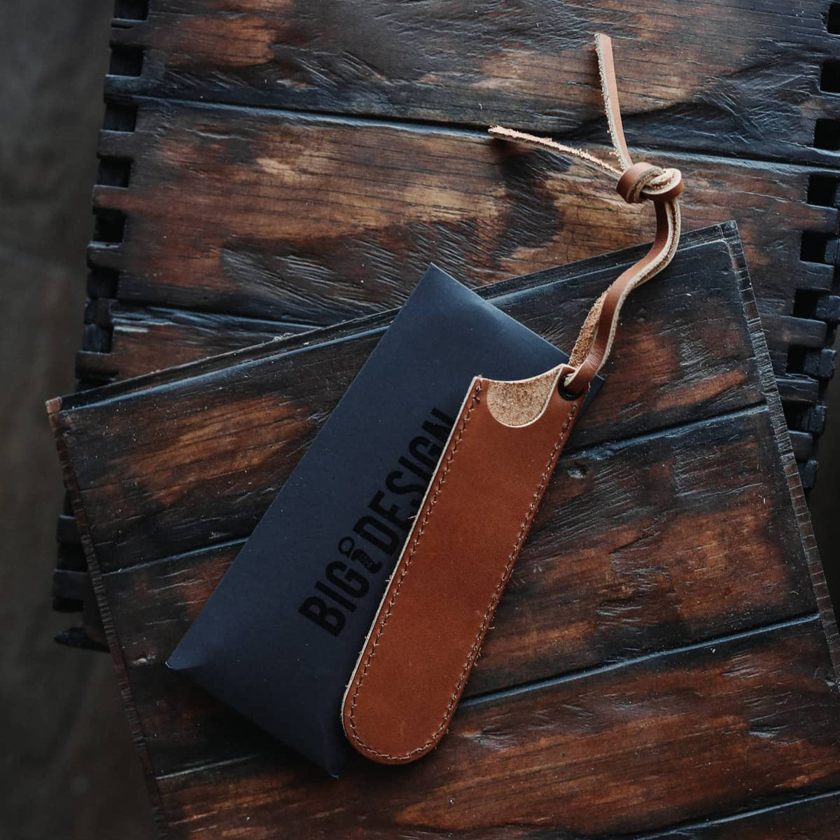 Big Idea Design LLC Leather Pen Case with Brown Accent and Drawstring Closure for Stylish Storage
