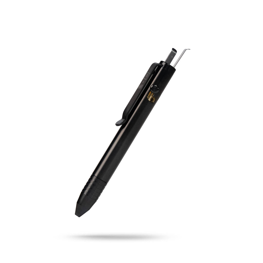 Knafs multi tool pen in black with a sleek design and multiple tool attachments visible