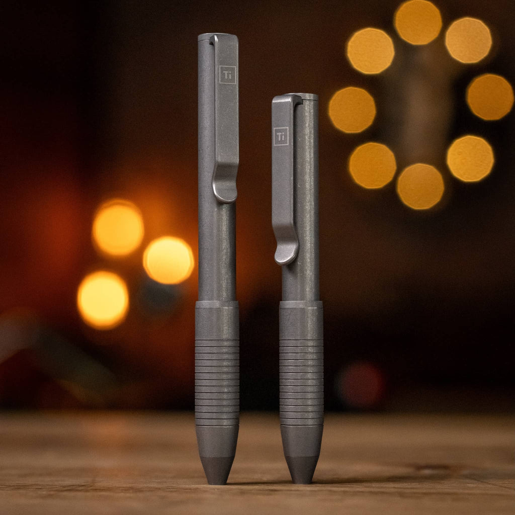 USA Ti Pocket Pro Titanium Pens in Gray with Clip and Textured Grip for Everyday Use