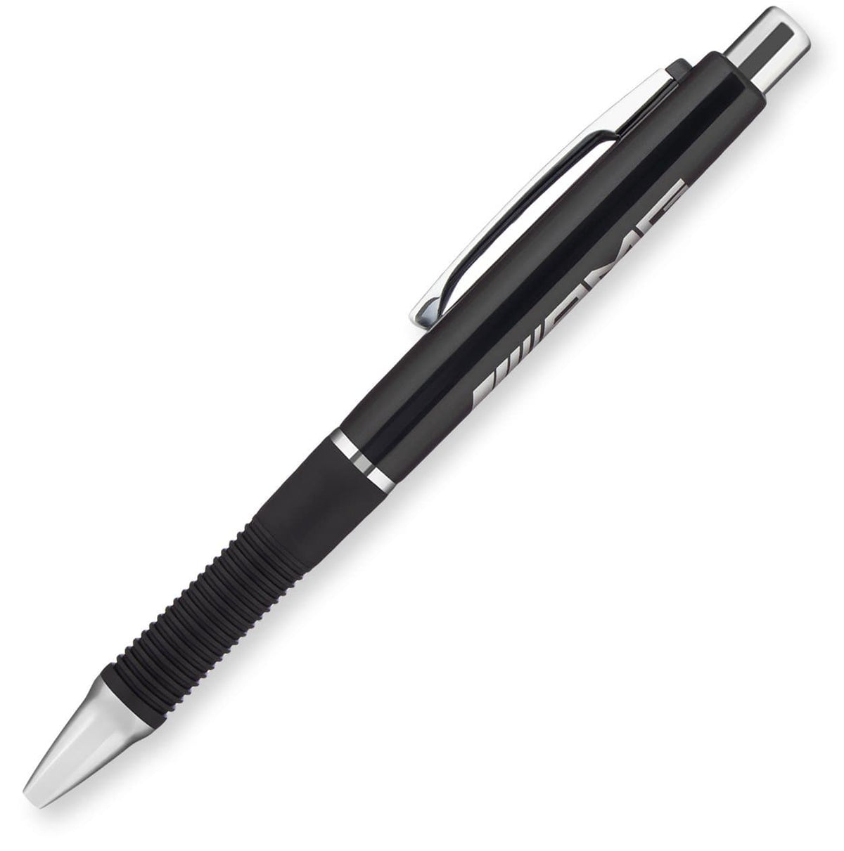 The Xpress Zeiss by PensXpress is a black retractable ballpoint pen with a silver clip and tip, ribbed grip, and metallic accent¡ªperfect for customization or stylish promotional use.